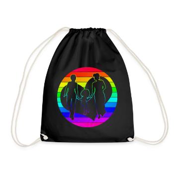 Maman et Maman Famille Arc-en-ciel Grand-mère et Grand-mère Coeur - Sac de sport léger - noir - Devant
