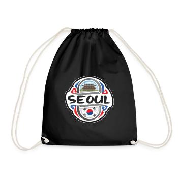 Seoul Südkorea Flagge Abzeichen Reise Souvenir Briefmarke - Turnbeutel - Schwarz - Vorne