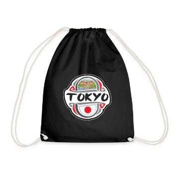 Tokyo Japan Flagge Abzeichen Reise Souvenir Briefmarke - Turnbeutel - Schwarz - Vorne