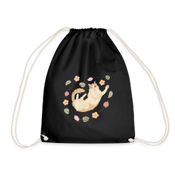 Katze - Turnbeutel - Schwarz - Vorne
