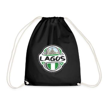 Lagos Nigeria Drapeau Badge Souvenir de Voyage Timbre Souvenir - Sac de sport léger - noir - Devant