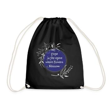 Yoga Room Flowers Bloom Quote - Drawstring Bag - black - Front