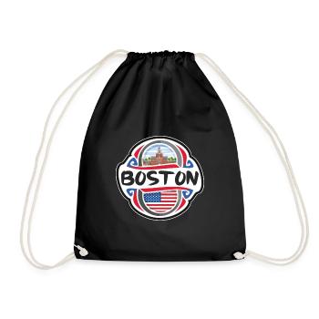 Boston USA Drapeau des États-Unis Souvenir de voyage Badg - Sac de sport léger - noir - Devant