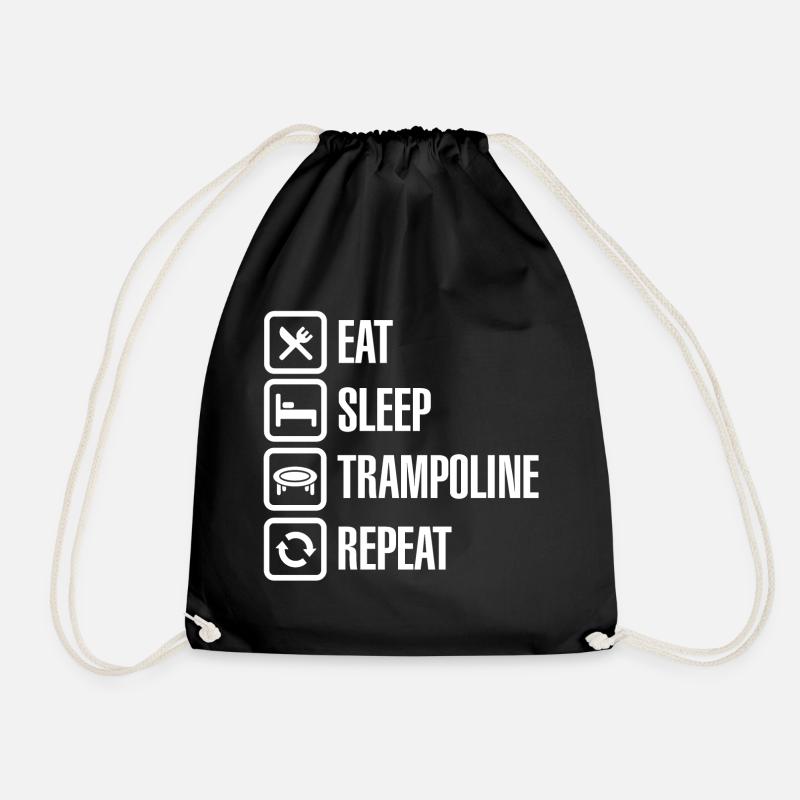 Trampolin Springen Eat Sleep Trampoline Repeat - Turnbeutel - Schwarz