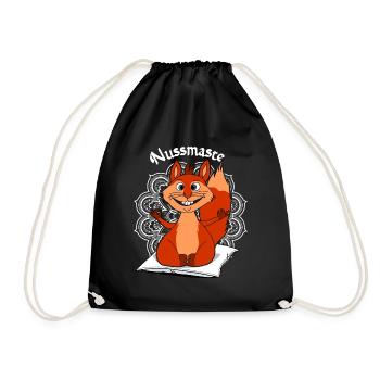 Yoga Hörnchen Nussmaste Meditation - Turnbeutel - Schwarz - Vorne
