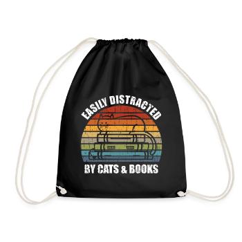 Facilement distrait par les livres de chats - Katze Bücherwurm - Sac de sport léger - noir - Devant