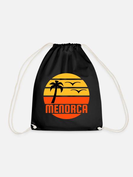 Menorca (Sonne, Palme, Vögel) - Turnbeutel - Schwarz
