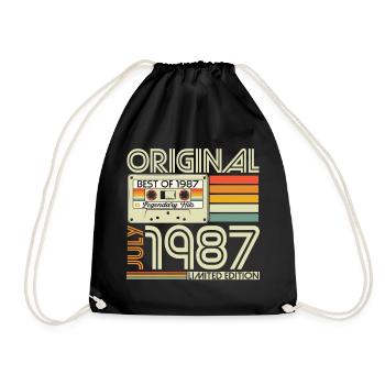 Juli 1987 Vintage Retro Jahrgang Geburtstag - Turnbeutel - Schwarz - Vorne