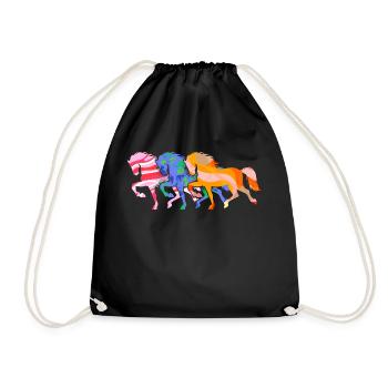 Icelandic Horses Gallop Horses Horse Love Icelanders - Drawstring Bag - black - Front