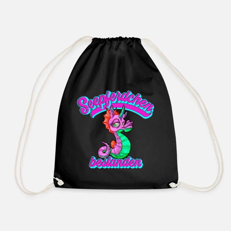 Seepferdchen Bestanden Frühschwimmer - Turnbeutel - Schwarz