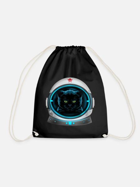 angry space cat Astronaut - Turnbeutel - Schwarz