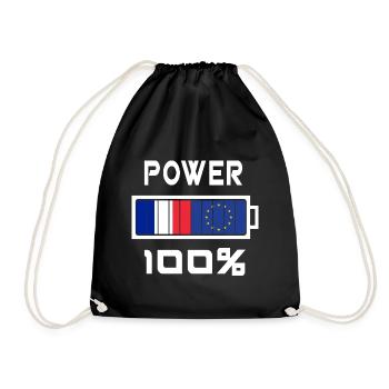 Europe and France Power 100% - Drawstring Bag - black - Front