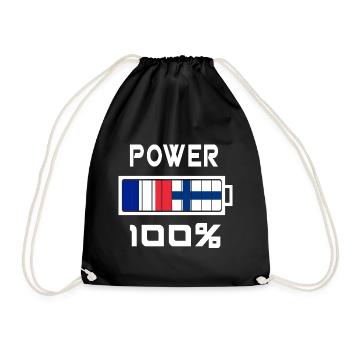 Finland and France power 100% - Drawstring Bag - black - Front