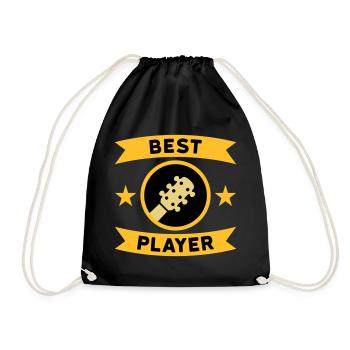 Best guitar player (guitar, circle, banner) - Drawstring Bag - black - Front