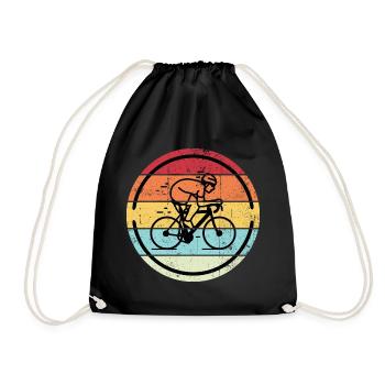 Retro-Radfahrer in Sunset Circles - Turnbeutel - Schwarz - Vorne