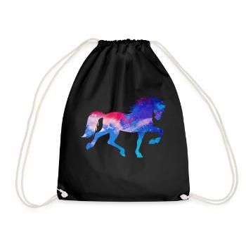 Horse Fool Stallion Gallop Icelandic Horses Horses - Drawstring Bag - black - Front