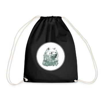 American Eskimo Dog Aquarelle Illustration - Sac de sport léger - noir - Devant