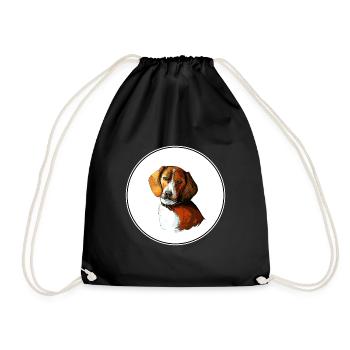 American Foxhound Dog Aquarell Illustration - Turnbeutel - Schwarz - Vorne