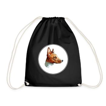 Basenji Dog Watercolor Sketch Illustration - Drawstring Bag - black - Front