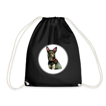 Australian Kelpie Dog Watercolor Illustration - Drawstring Bag - black - Front
