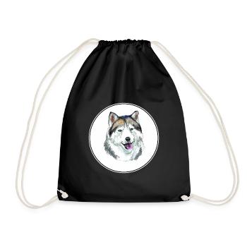 Alaskan Husky Hund Aquarell Skizze Illustration - Turnbeutel - Schwarz - Vorne