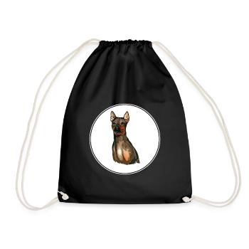 American Hairless Terrier Dog Watercolor Illustrat - Drawstring Bag - black - Front
