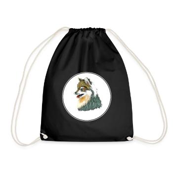 Alaskan Klee Kai Dog Aquarelle Illustration - Sac de sport léger - noir - Devant