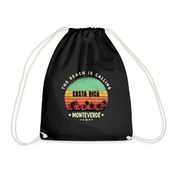 Monteverde Costa Rica palm tree design - Drawstring Bag - black - Front
