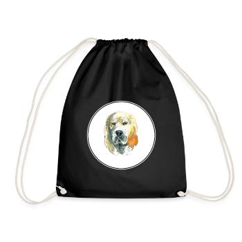 Illustration de l’aquarelle de chien de berger d’Asie centrale - Sac de sport léger - noir - Devant