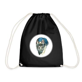 Osteuropäischer Schäferhund Aquarell Illustration - Turnbeutel - Schwarz - Vorne