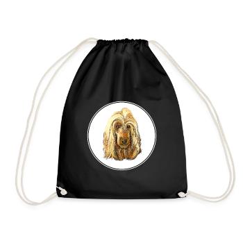 English Cocker Spaniel Dog Watercolor Illustration - Drawstring Bag - black - Front