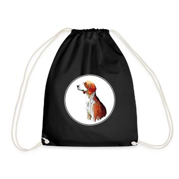 Deutsche Bracke Dog Aquarell Skizze Illustration - Turnbeutel - Schwarz - Vorne