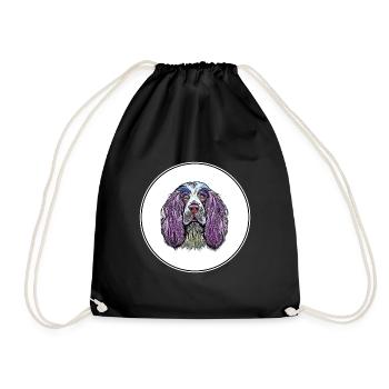 Englisch Springer Spaniel Hund Aquarell Illustrati - Turnbeutel - Schwarz - Vorne