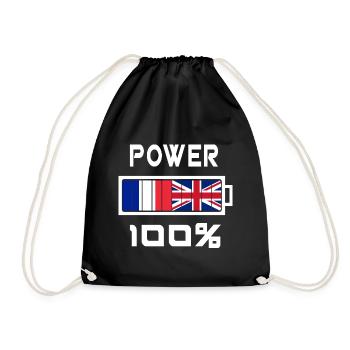 Großbritannien und Frankreich ernähren sich zu 100% - Turnbeutel - Schwarz - Vorne