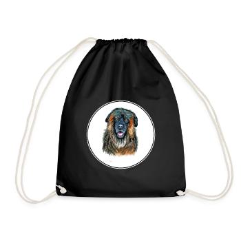 Estrela Mountain Dog Watercolor Illustration - Drawstring Bag - black - Front