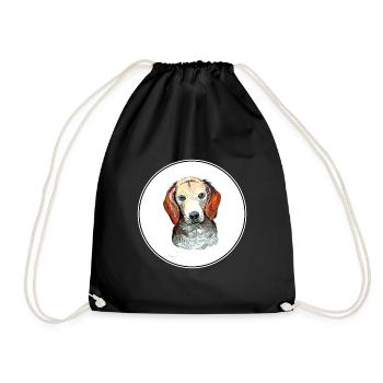Estnischer Hund Aquarell Kunst Illustration - Turnbeutel - Schwarz - Vorne