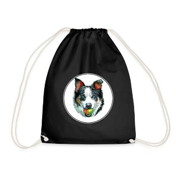 Neuseeland Heading Dog Aquarell Illustration - Turnbeutel - Schwarz - Vorne