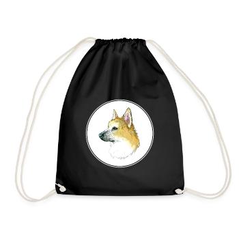 Norwegischer Buhund Hund Aquarell Illustration - Turnbeutel - Schwarz - Vorne