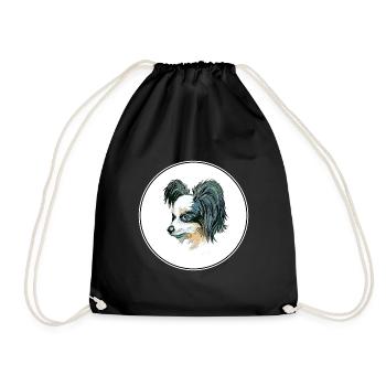 Papillon Dog Aquarelle Art Illustration - Sac de sport léger - noir - Devant