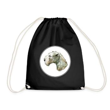 Lakeland Terrier Dog Watercolor Illustration - Drawstring Bag - black - Front