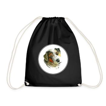 Parson Russell Terrier Dog Watercolor Illustration - Drawstring Bag - black - Front