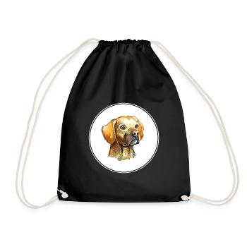 Portuguese Pointer Dog Watercolor Illustration - Drawstring Bag - black - Front