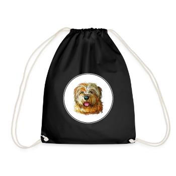 Norfolk Terrier Dog Watercolor Sketch Illustration - Drawstring Bag - black - Front