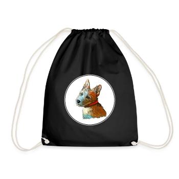 Portugiesischer Podengo Hund Aquarell Illustration - Turnbeutel - Schwarz - Vorne