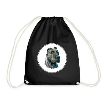 Perro De Presa Canario Dog Watercolor Illustration - Drawstring Bag - black - Front