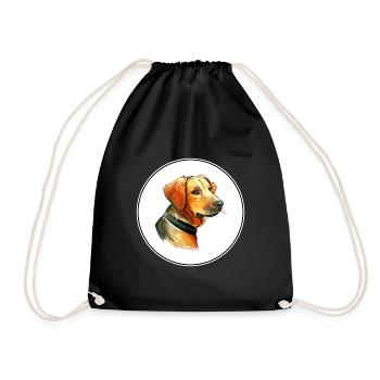 Schillerstovare Dog Watercolor Sketch Illustration - Drawstring Bag - black - Front