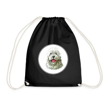 Sapsali Dog Watercolor Sketch Illustration - Drawstring Bag - black - Front