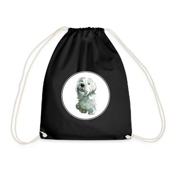 Sealyham Terrier Dog Watercolor Illustration - Drawstring Bag - black - Front