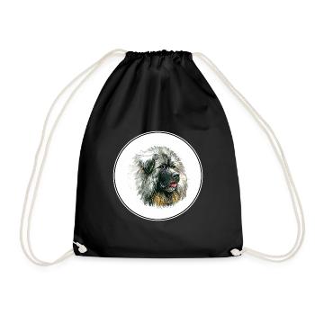 Sarplaninac Dog Watercolor Illustration - Drawstring Bag - black - Front