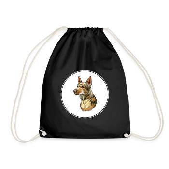 Telomian Dog Watercolor Art Illustration - Drawstring Bag - black - Front